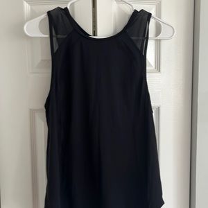 Black Lululemon tank with mesh detail and back cut out
